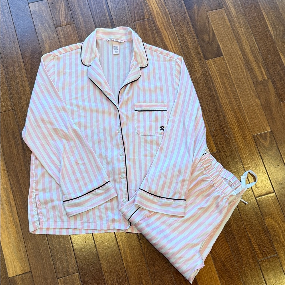 Victoria's Secret Pink and White Striped Pajama Set